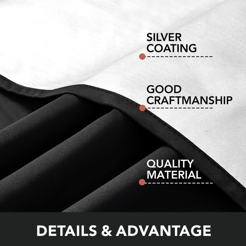 Deconovo Black Blackout Curtains for Bedroom, Room Darkening Thermal Insulated Grommet Window Drapes for Living Room, 52W x 63L Inch, Maximum Light Reduction, Energy Saving Insulated Panels, 2 Panels - Image 2